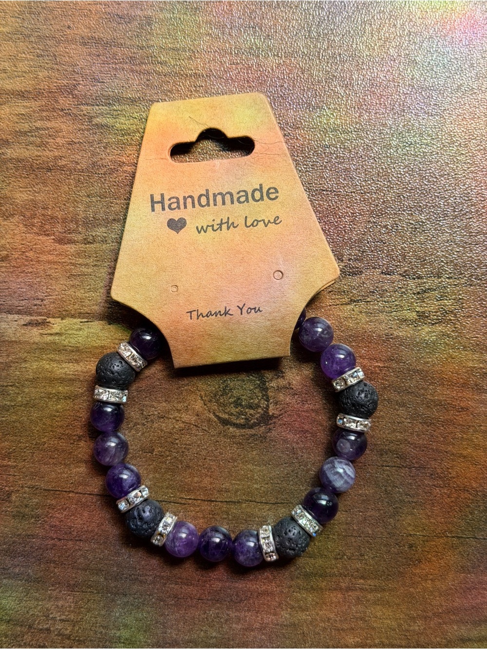 Handmade Amethyst & Lava Bead Bracelet